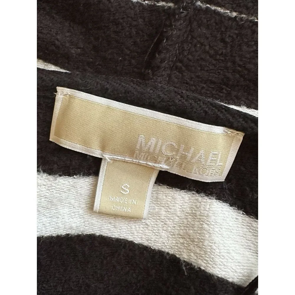 Michael Kors Womens‎ long sleeve hood cardigan black white Small viscose stretch